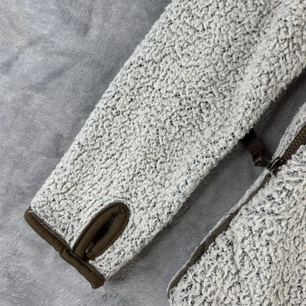Kuhl Flight Jacket Womens XS Ivory Sherpa‎ Fleece Hooded Full Zip Thumbholes